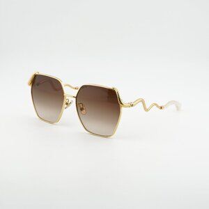 Roberto Cavalli SRC035M 0400 Sunglasses Gold Geometric Frame, Grey Lenses